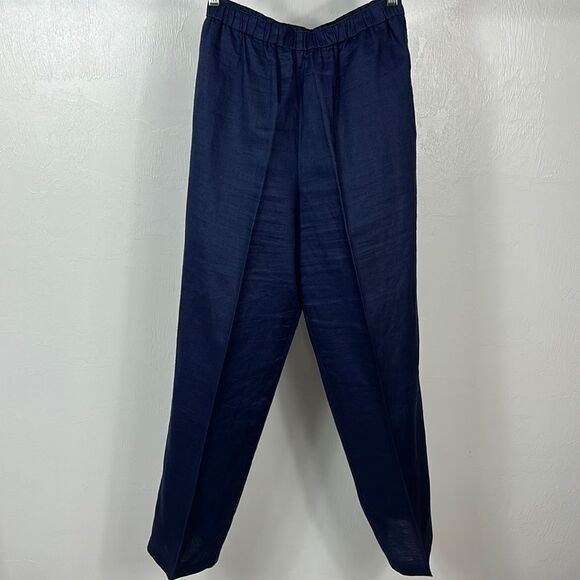Jordan Pants - Jordan Vintage Linen Navy Blue High Rise Elastic Waist Pants Size S